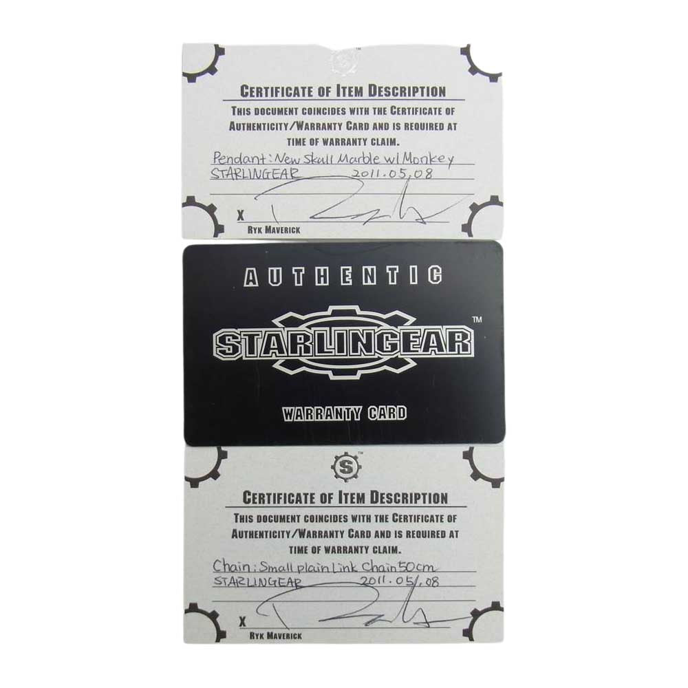 STARLIN GEAR スターリンギア ギャランティカード付属 New Skull Marble Monkey ニュー スカル マーブル モンキー ペンダント トップ【中古】