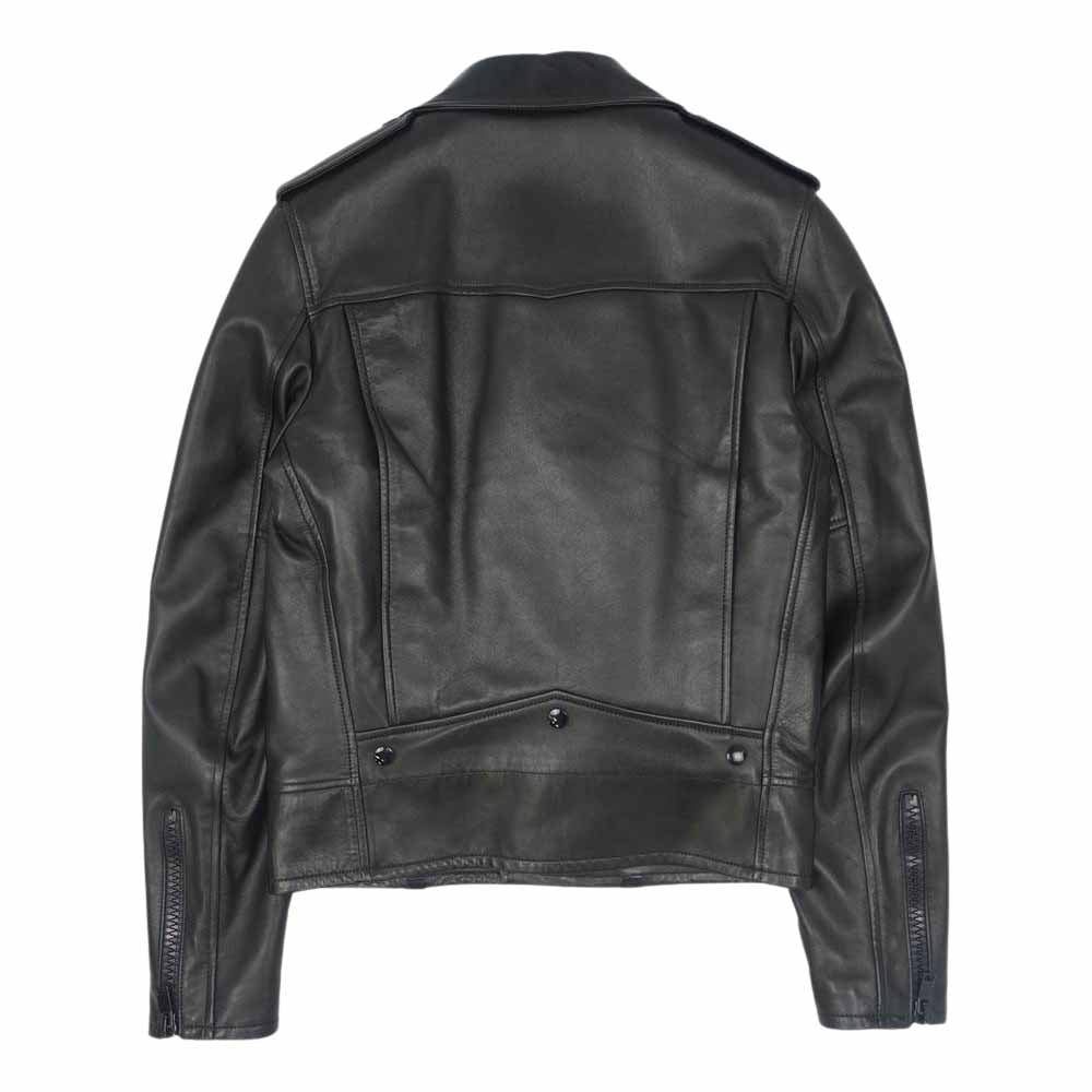 SAINT LAURENT サンローラン エディ期 15AW 国内正規品 397291 Y5KA1 L01 ラムレザー ブラックジップ ダブル ライダース ジャケット ブラック系 44【美品】【中古】