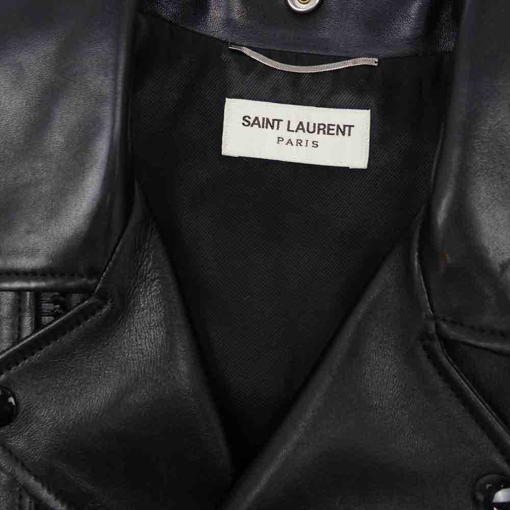 SAINT LAURENT サンローラン エディ期 15AW 国内正規品 397291 Y5KA1 L01 ラムレザー ブラックジップ ダブル ライダース ジャケット ブラック系 44【美品】【中古】