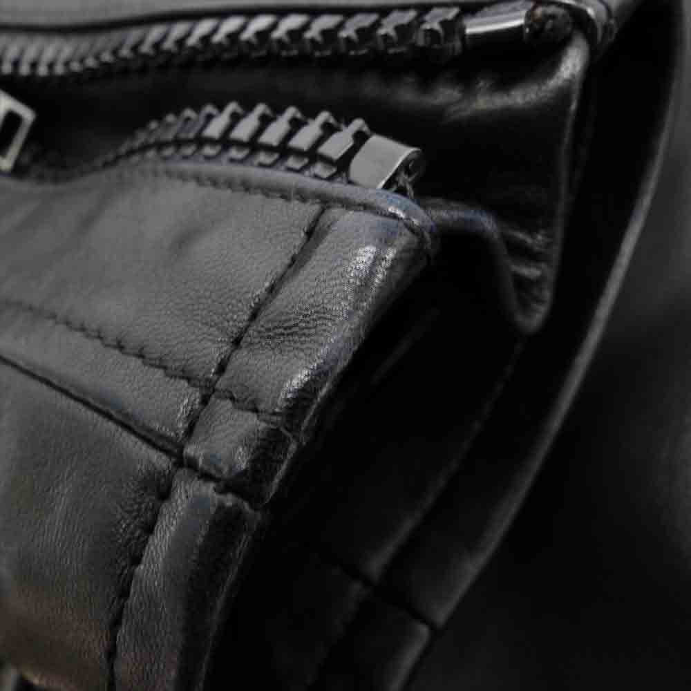 SAINT LAURENT サンローラン エディ期 15AW 国内正規品 397291 Y5KA1 L01 ラムレザー ブラックジップ ダブル ライダース ジャケット ブラック系 44【美品】【中古】