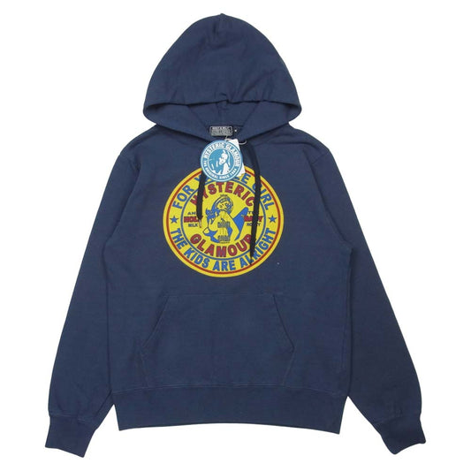 HYSTERIC GLAMOUR ヒステリックグラマー 21AW 02213CF12 YANKEE GIRL ヤンキー ガール プルオーバー パーカー ネイビー系 M【美品】【中古】