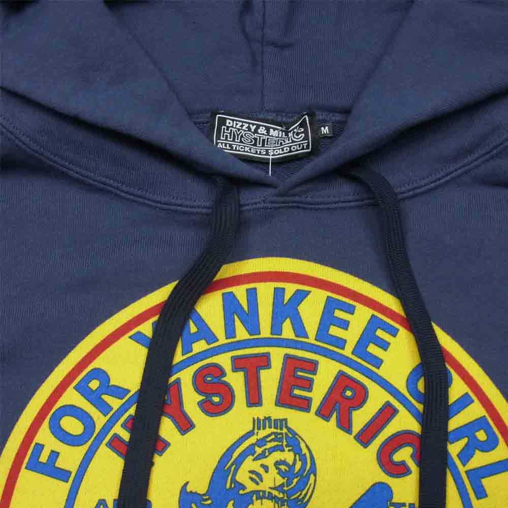 HYSTERIC GLAMOUR ヒステリックグラマー 21AW 02213CF12 YANKEE GIRL ヤンキー ガール プルオーバー パーカー ネイビー系 M【美品】【中古】