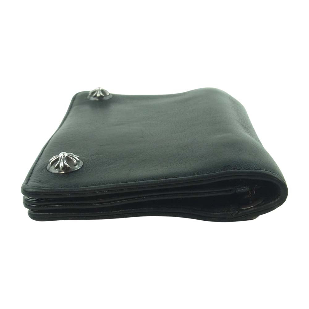 CHROME HEARTS クロムハーツ（原本無） 2ZIP WALLET クロスボール ボタン 2ジップ ウォレット 財布 ブラック系【中古】