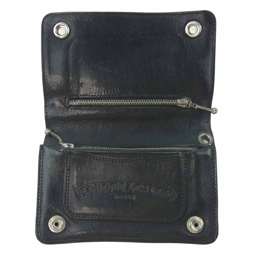 CHROME HEARTS クロムハーツ（原本無） 2ZIP WALLET クロスボール ボタン 2ジップ ウォレット 財布 ブラック系【中古】