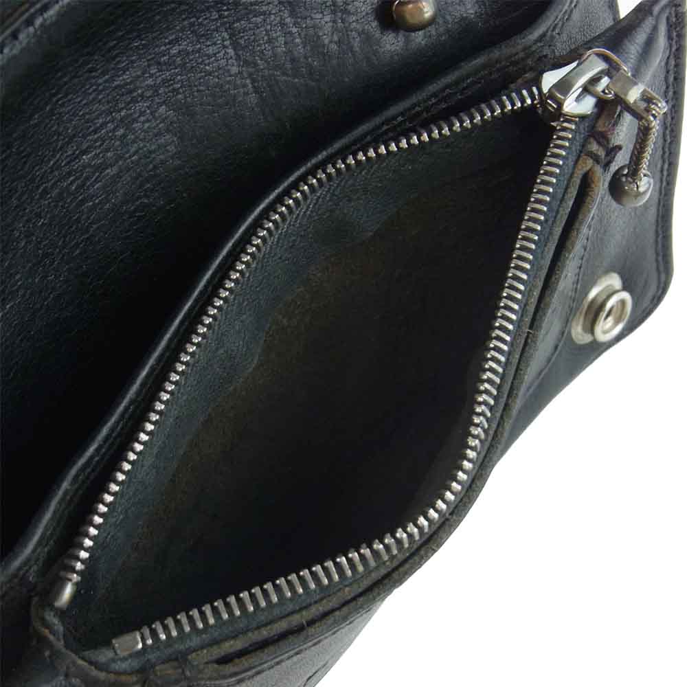 CHROME HEARTS クロムハーツ（原本無） 2ZIP WALLET クロスボール ボタン 2ジップ ウォレット 財布 ブラック系【中古】
