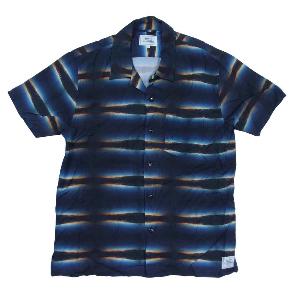 CRIMIE クライミー サンセット 総柄 オープンカラー 開襟 半袖 シャツ ダークネイビー系 M【中古】
