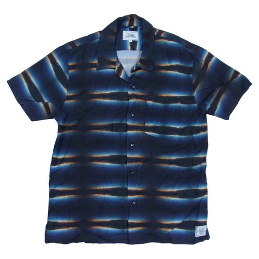 CRIMIE クライミー サンセット 総柄 オープンカラー 開襟 半袖 シャツ ダークネイビー系 M【中古】