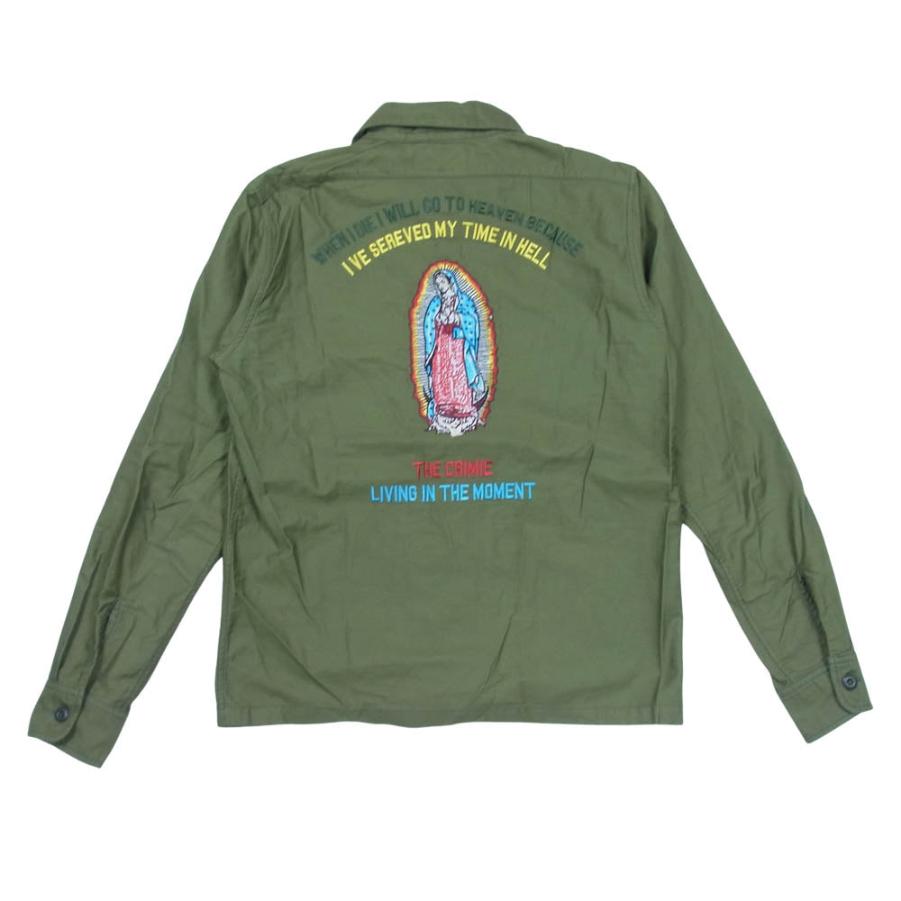 CRIMIE クライミー C1H5-SH05 JOE MILITARY GUADALUPE NEEDLEWORK SHIRT ジョー ミリタリー グアダルーペ ニードルワーク シャツ オリーブ系 S【中古】