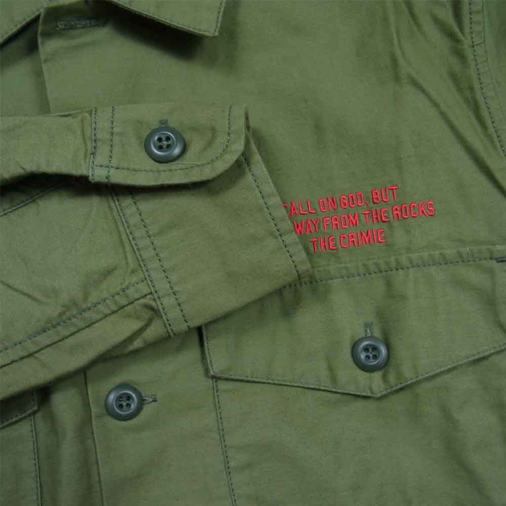 CRIMIE クライミー C1H5-SH05 JOE MILITARY GUADALUPE NEEDLEWORK SHIRT ジョー ミリタリー グアダルーペ ニードルワーク シャツ オリーブ系 S【中古】
