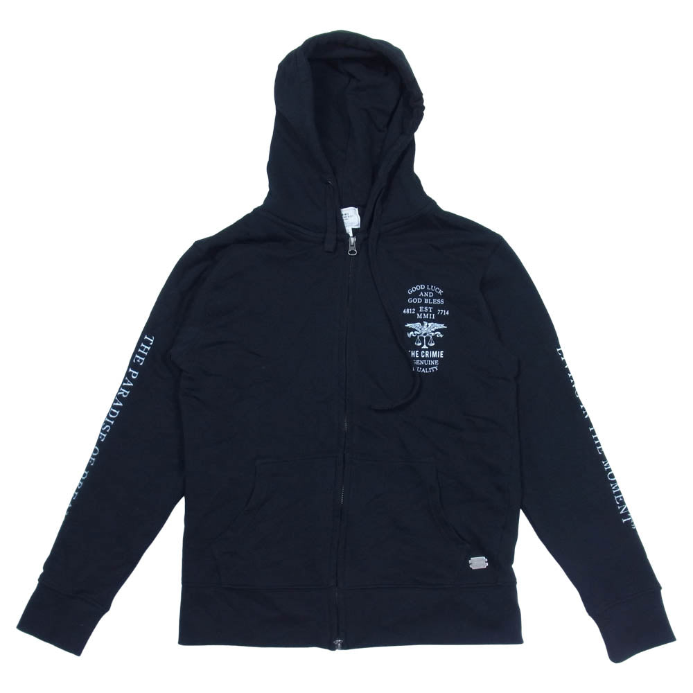 CRIMIE クライミー C1H5-SW06 EAGLE LOGO HOODED ZIP PARKA イーグル ロゴ フーデッド ジップ パーカー ブラック系 S【中古】