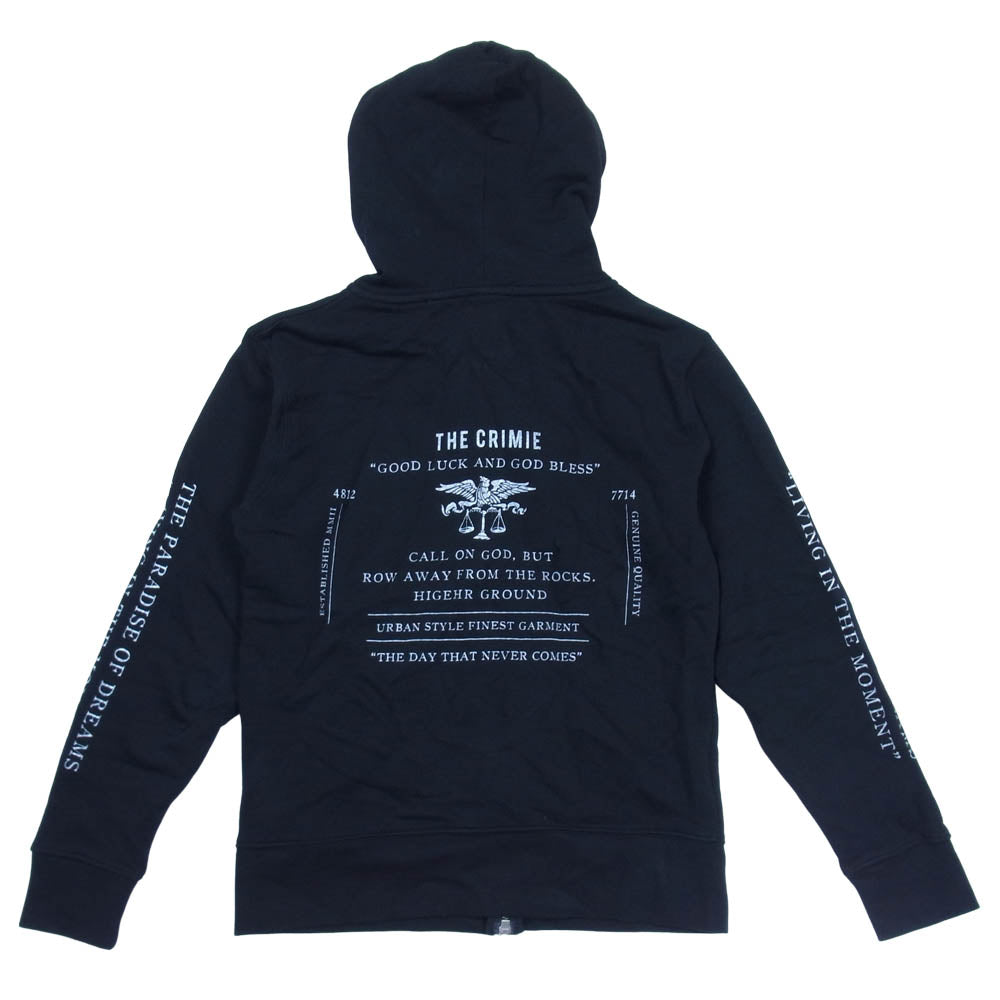 CRIMIE クライミー C1H5-SW06 EAGLE LOGO HOODED ZIP PARKA イーグル ロゴ フーデッド ジップ パーカー ブラック系 S【中古】