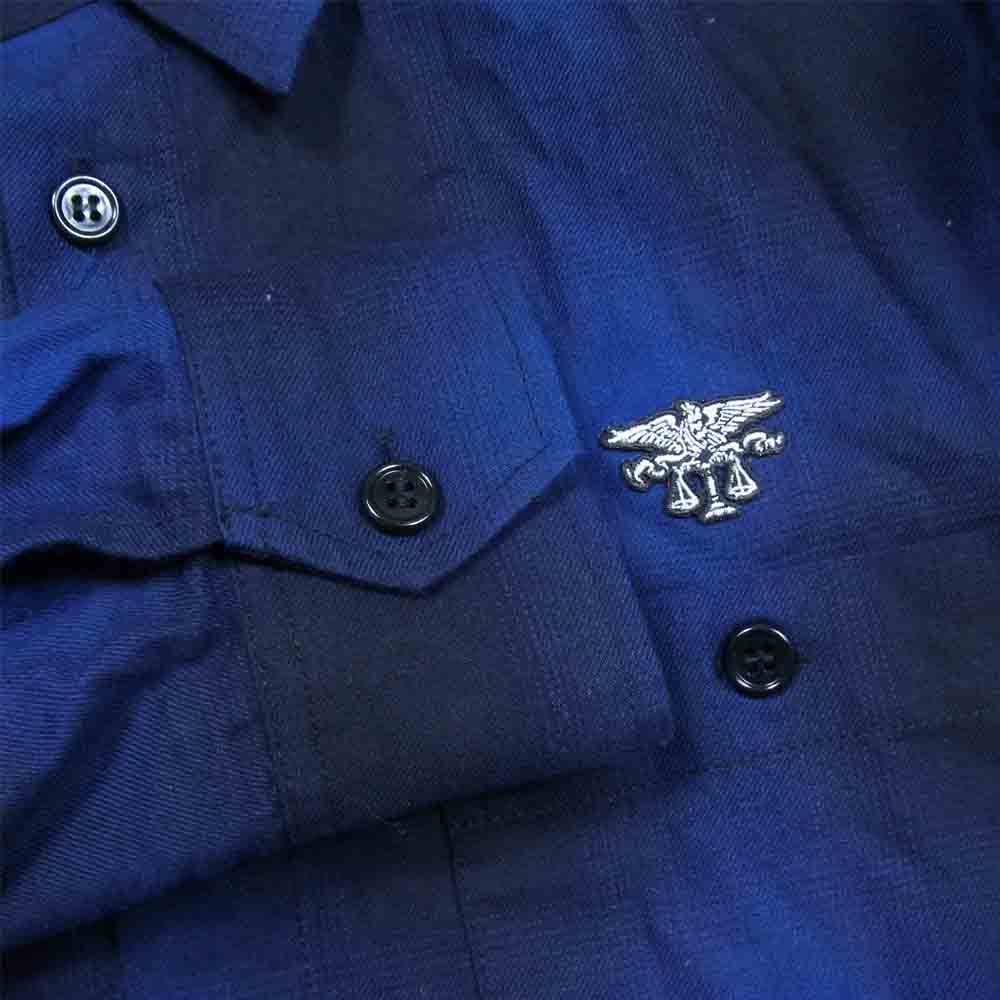 CRIMIE クライミー C1H5-SH06 CHECK WORK SHIRT オンブレ チェック ワーク シャツ ネイビー系 S【中古】