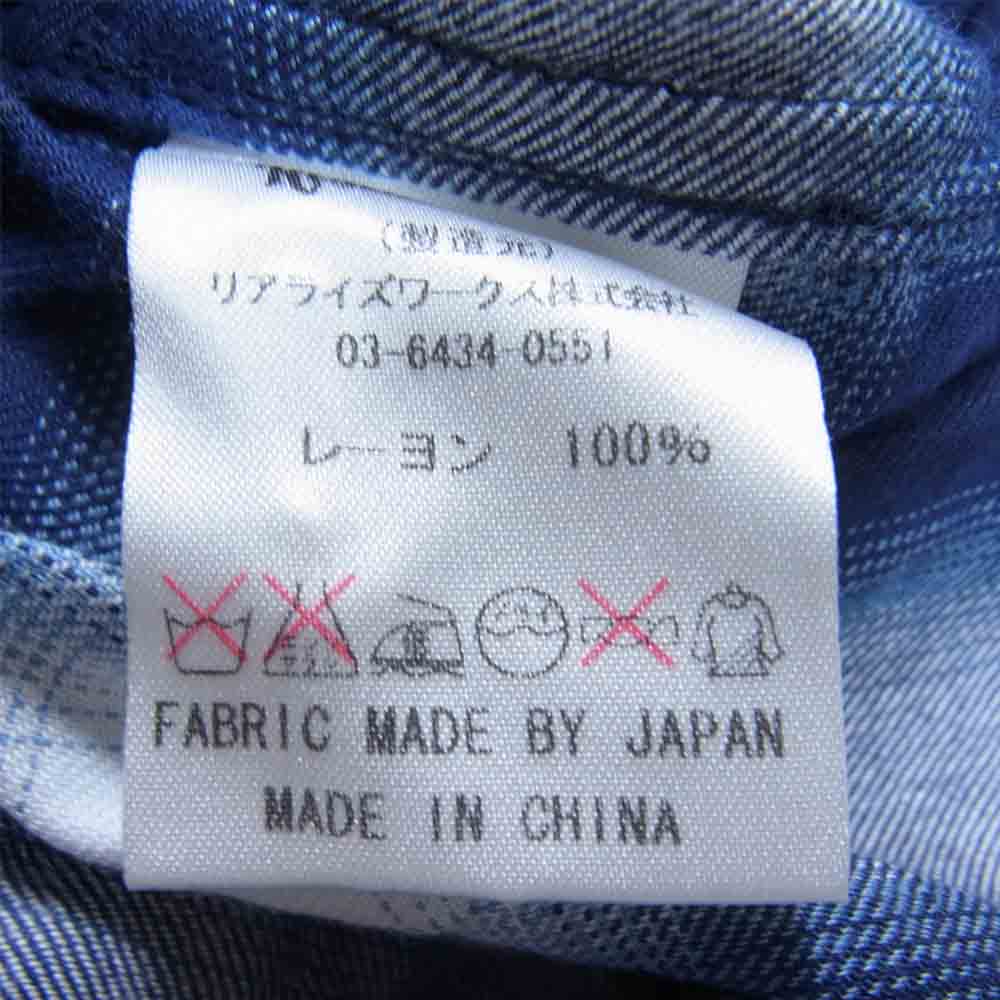 CRIMIE クライミー 胸刺繍 オープンカラー 開襟 オンブレ レーヨン チェック シャツ ブルー系 S【中古】