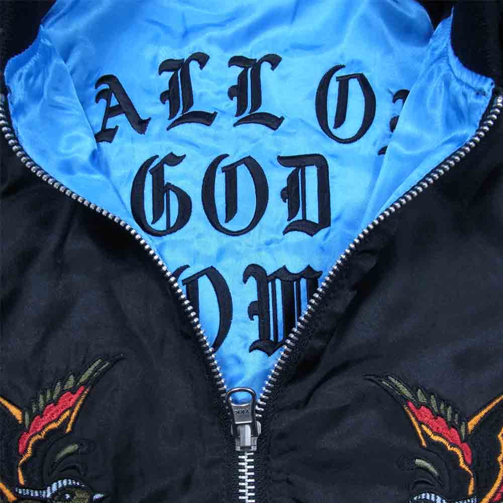 CRIMIE クライミー リバーシブル 鳥 刺繍 スカジャン ブルゾン 黒×水色