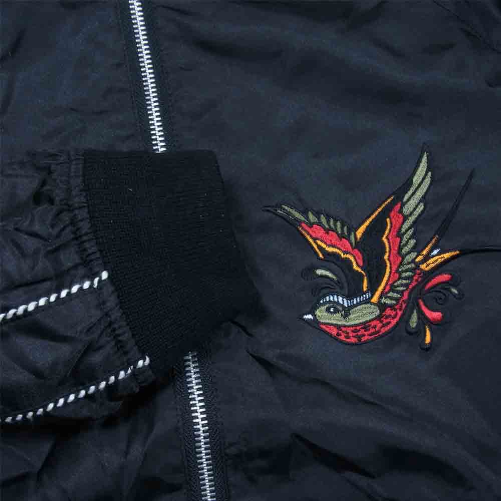 CRIMIE クライミー リバーシブル 鳥 刺繍 スカジャン ブルゾン 黒×水色系 S【中古】