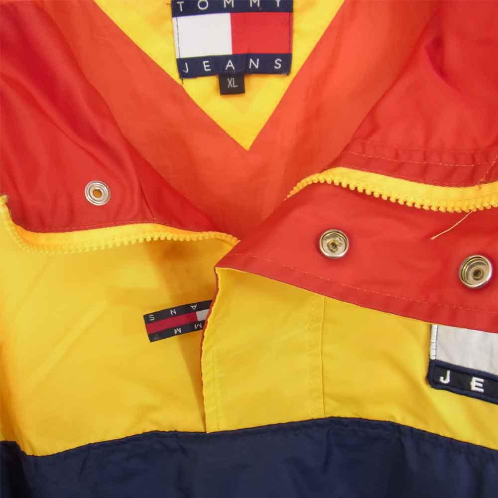 TOMMY HILFIGER トミーヒルフィガー TOMMY JEANS トミージーンズ アノラック ナイロン プルオーバー パーカ  イエロー系 XL【中古】