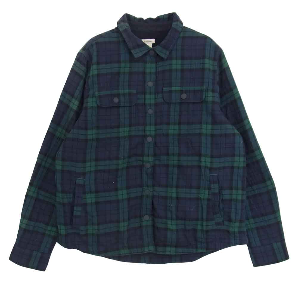 L.L.Bean エルエルビーン Women's Fleece-Lined Flannel Shirt 506108 フリースラインド チェック フランネル シャツ ネイビー系 S【中古】