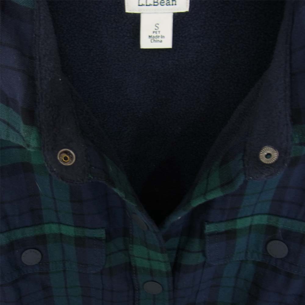 L.L.Bean エルエルビーン Women's Fleece-Lined Flannel Shirt 506108 フリースラインド チェック フランネル シャツ ネイビー系 S【中古】