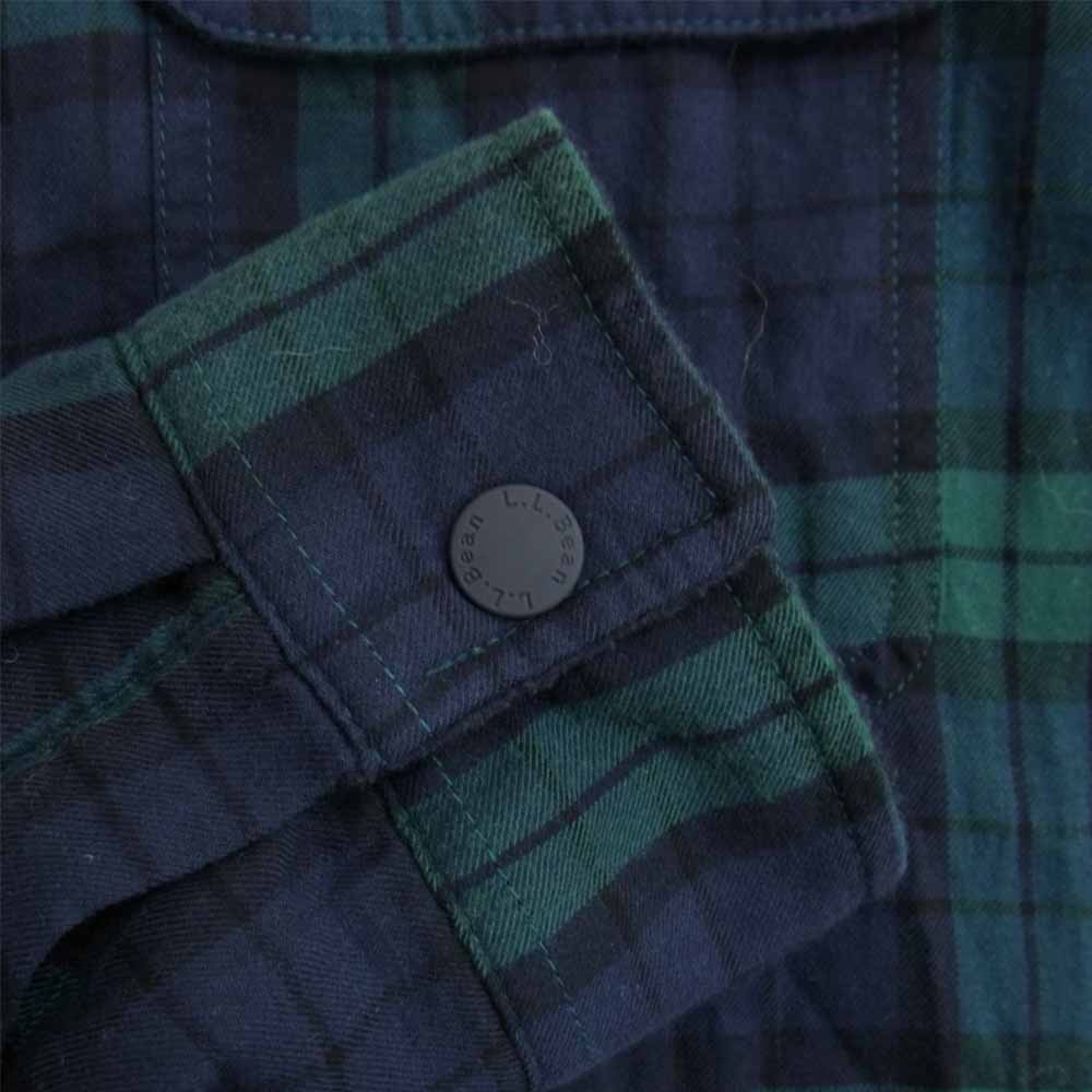 L.L.Bean エルエルビーン Women's Fleece-Lined Flannel Shirt 506108 フリースラインド チェック フランネル シャツ ネイビー系 S【中古】