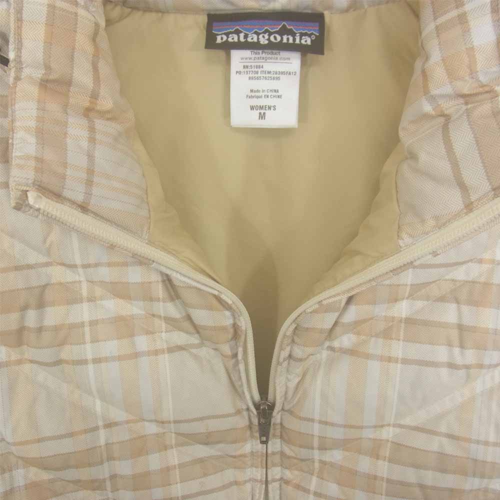 patagonia パタゴニア 28395FA12 Down With It Vest チェック ダウン ベスト ベージュ系 M【中古】