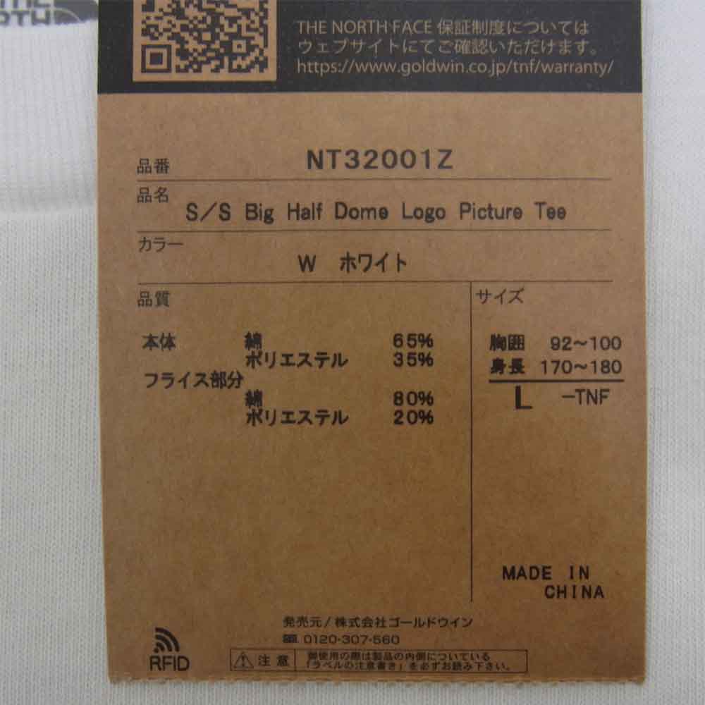 THE NORTH FACE ノースフェイス NT32001Z S/S Big Half Dome Logo Picture T ロゴ プリント Tシャツ ホワイト系 L【新古品】【未使用】【中古】