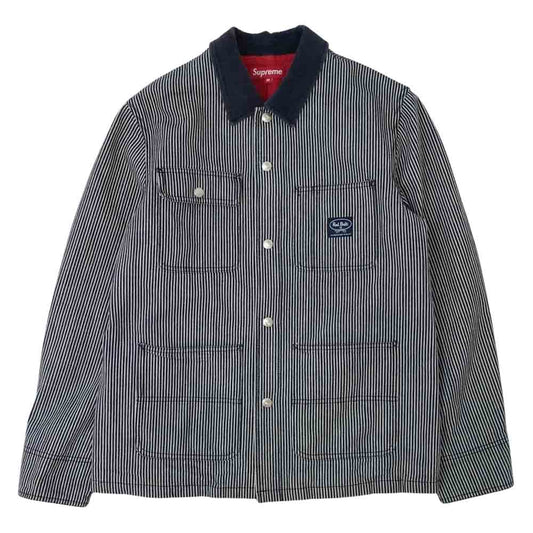 Supreme シュプリーム 08AW Chore Jacket Red Built ワークジャケット ダークネイビー系 ホワイト系 ストライプ M【中古】