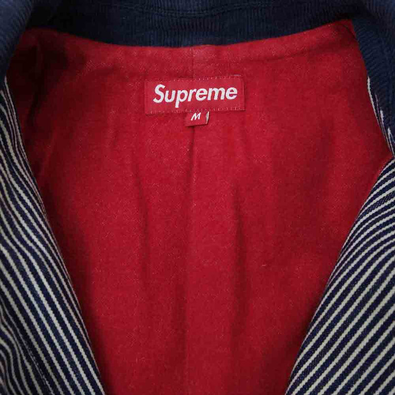 Supreme シュプリーム 08AW Chore Jacket Red Built ワークジャケット ダークネイビー系 ホワイト系 ストライプ M【中古】