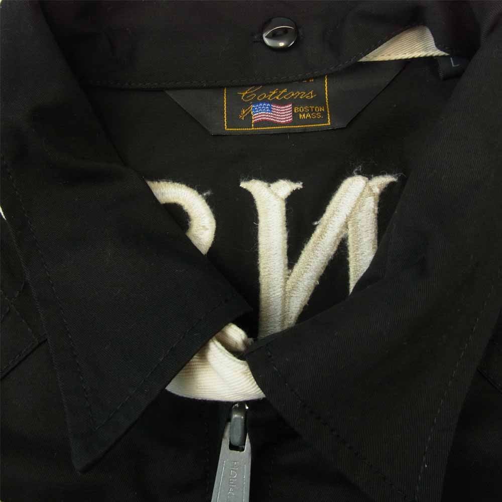 VANSON バンソン T.F.O.A 武装戦線 背面 刺繍 ワッペン コットン 半袖 シャツ  ブラック系 L【中古】