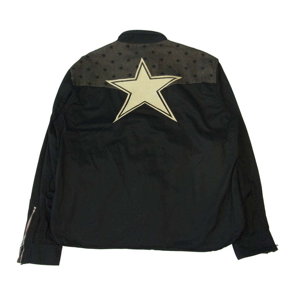 VANSON バンソン コットン シャツ ジップアップ ジャケット 星柄 ブラック ブラック系 XL【中古】