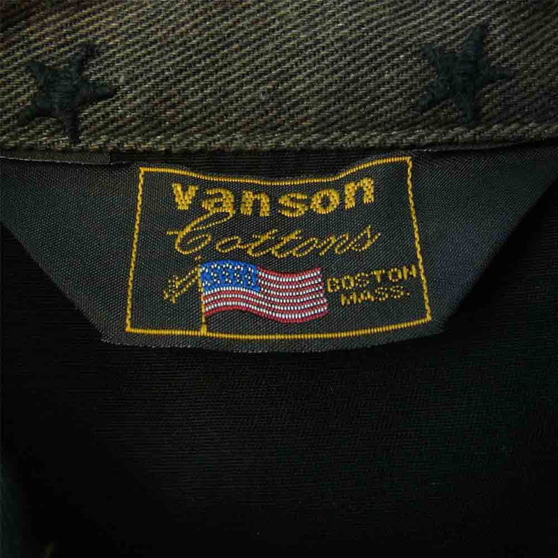 VANSON バンソン コットン シャツ ジップアップ ジャケット 星柄 ブラック ブラック系 XL【中古】