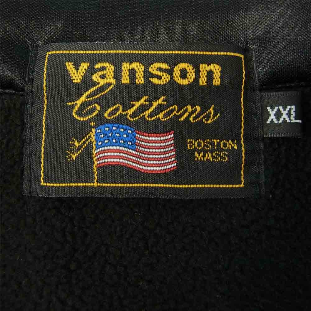 VANSON バンソン サテン 背面スター ライダース ジャケット 裏 フリース ブラック系 XXL【中古】