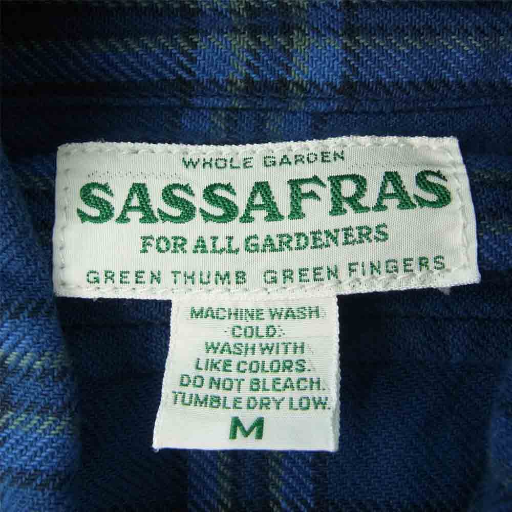 SASAFRAS ササフラス SF-201719 Feel Sun Harf Cotton Flannel フィール サン ハーフ コットン フランネル チェック シャツ ブルー インディゴブルー系 M【新古品】【未使用】【中古】