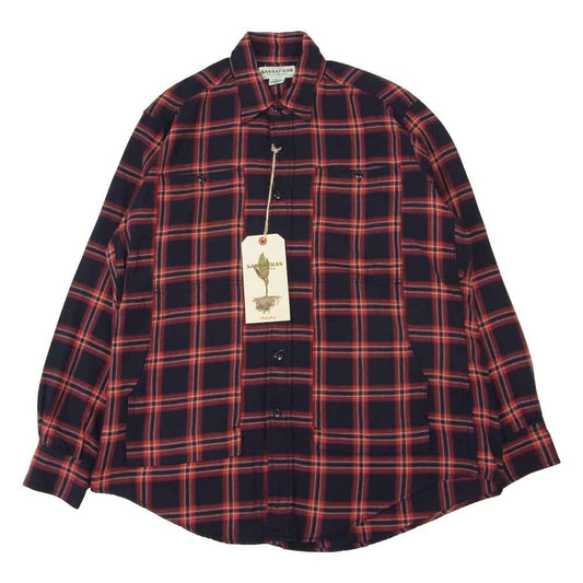 SASAFRAS ササフラス SF-201719 Feel Sun Harf Cotton Flannel フィール サン ハーフ コットン フランネル チェック シャツ レッド レッド系 ネイビー系 L【新古品】【未使用】【中古】