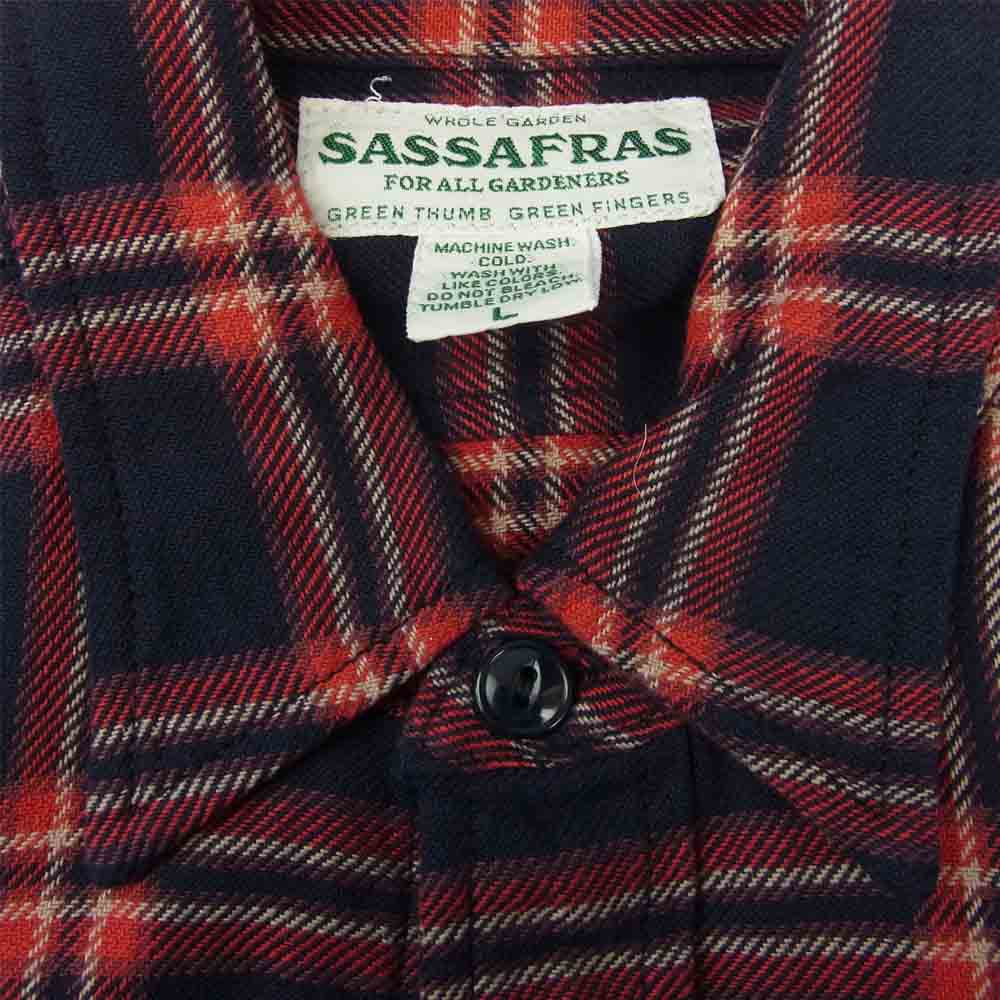 SASAFRAS ササフラス SF-201719 Feel Sun Harf Cotton Flannel フィール サン ハーフ コットン フランネル チェック シャツ レッド レッド系 ネイビー系 L【新古品】【未使用】【中古】