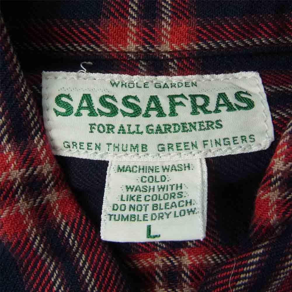 SASAFRAS ササフラス SF-201719 Feel Sun Harf Cotton Flannel フィール サン ハーフ コットン フランネル チェック シャツ レッド レッド系 ネイビー系 L【新古品】【未使用】【中古】