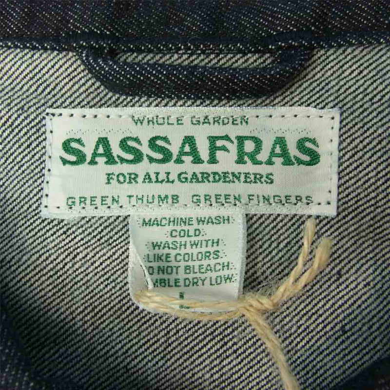 SASAFRAS ササフラス SF-211850 Gardener Jacket 14oz Old Denim デニム ガーデナー ジャケット インディゴブルー系 L【新古品】【未使用】【中古】
