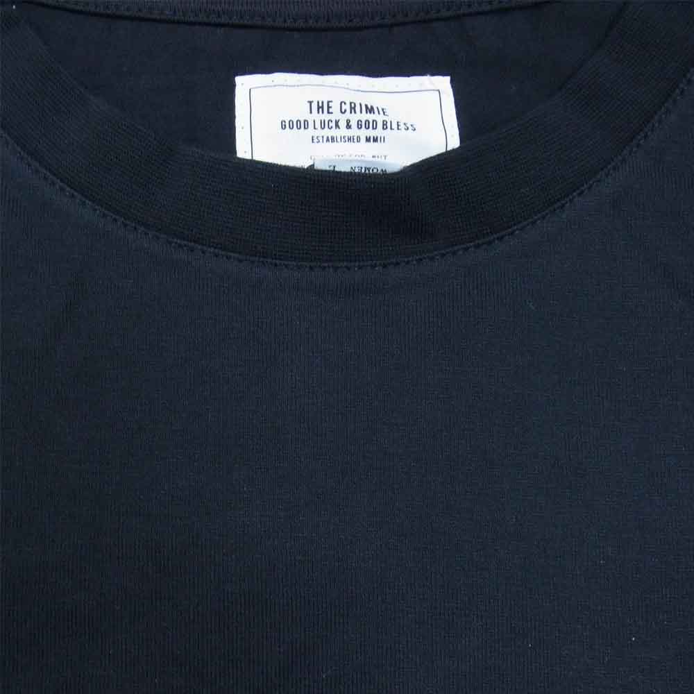 CRIMIE クライミー C1H5-TE07 LEATHER WAPPEN POCKET T SHIRT レザー ワッペン ポケット 半袖 Tシャツ ブラック系 M【新古品】【未使用】【中古】
