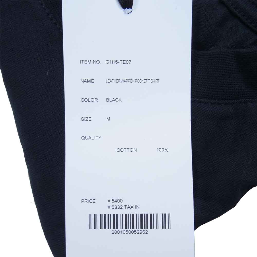 CRIMIE クライミー C1H5-TE07 LEATHER WAPPEN POCKET T SHIRT レザー ワッペン ポケット 半袖 Tシャツ ブラック系 M【新古品】【未使用】【中古】