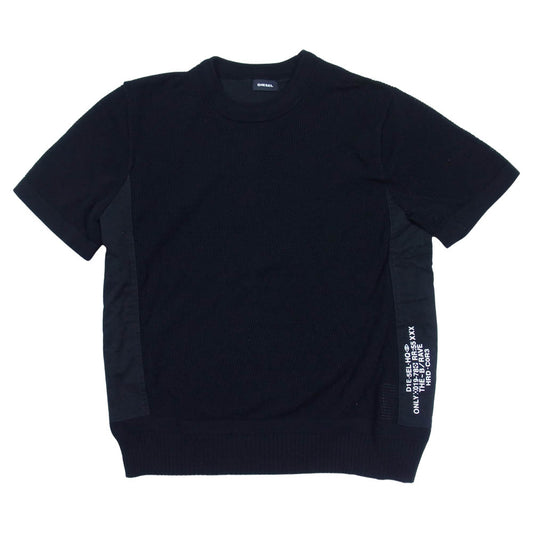 DIESEL ディーゼル メッシュ ニット 半袖 カットソー ブラック系 S【中古】