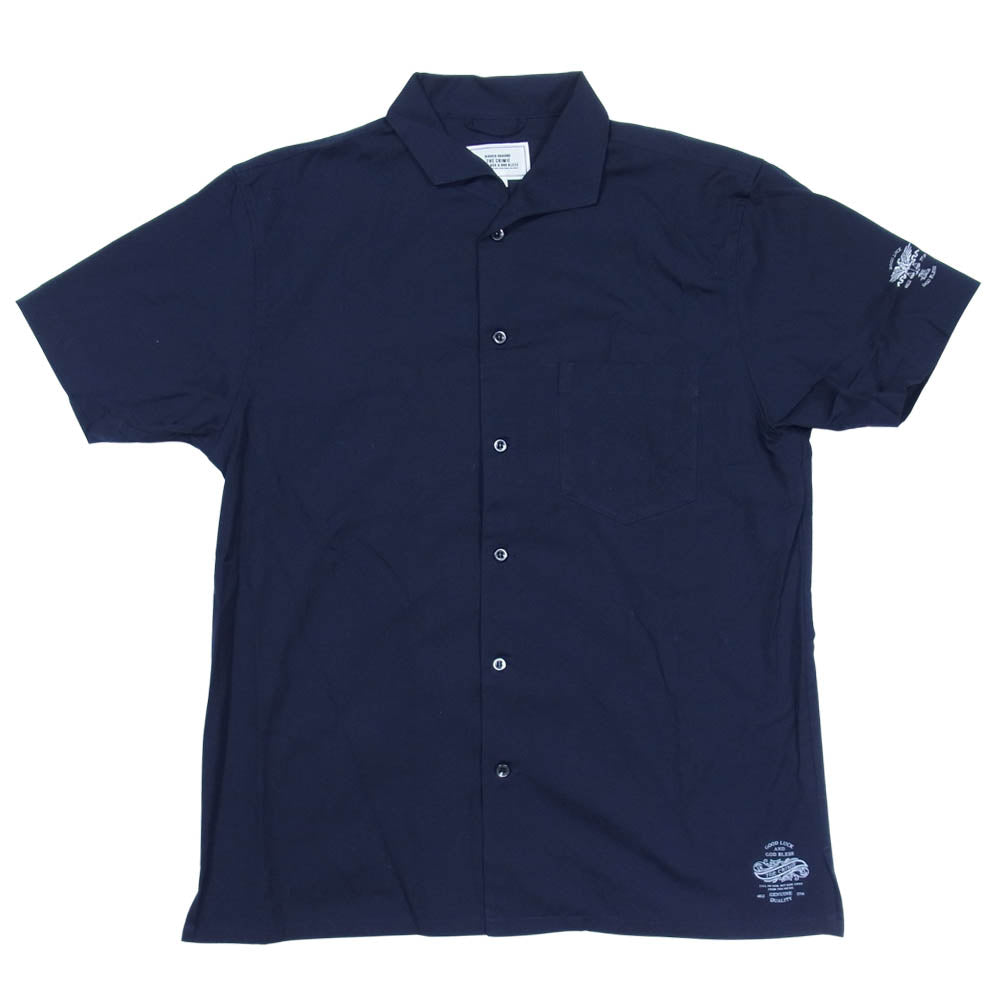 CRIMIE クライミー バックプリント チェック 半袖 シャツ ネイビー系 S【中古】