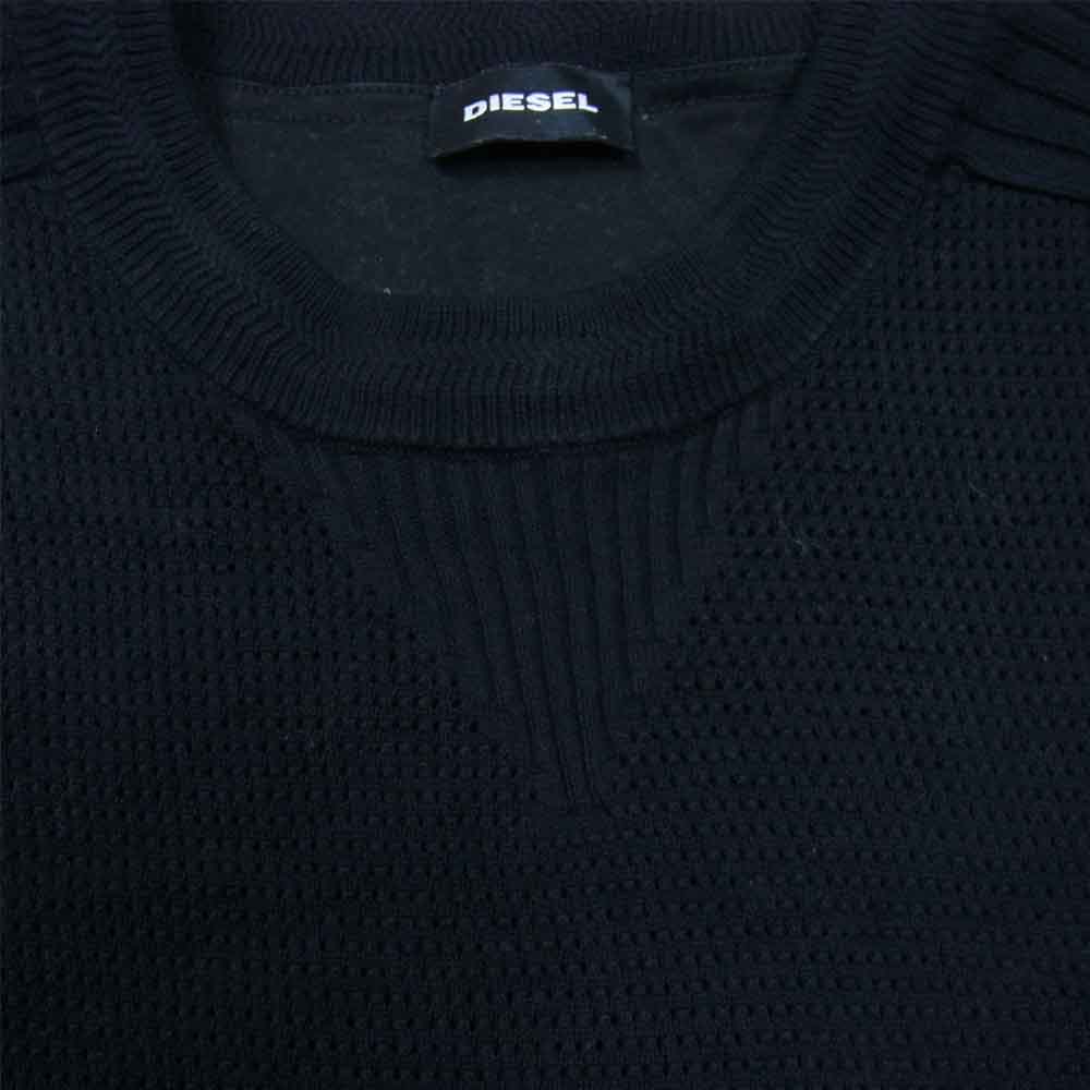 DIESEL ディーゼル メッシュ ニット 長袖 カットソー ブラック系 S【中古】