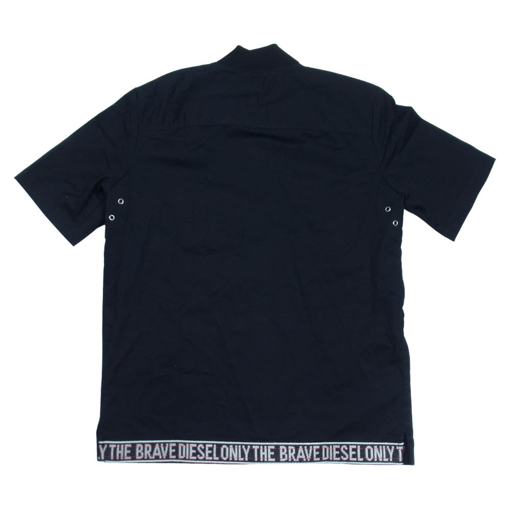 DIESEL ディーゼル 半袖 ノーカラー ジップ シャツ ブラック系 XS【中古】