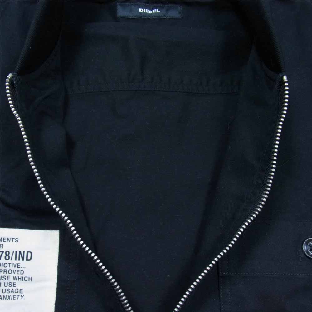 DIESEL ディーゼル 半袖 ノーカラー ジップ シャツ ブラック系 XS【中古】