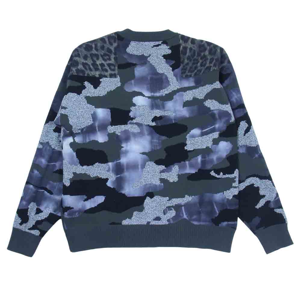 DIESEL ディーゼル レオパード カモ 切替 ニット ブラック系 S【中古】