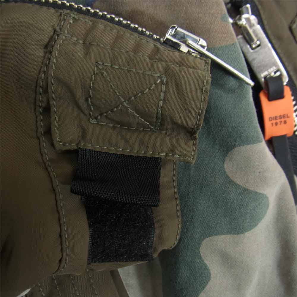 DIESEL ディーゼル ONLY THE BRAVE 刺繍 カモ フライト ミリタリー ブルゾン ジャケット カーキ系 XS【中古】