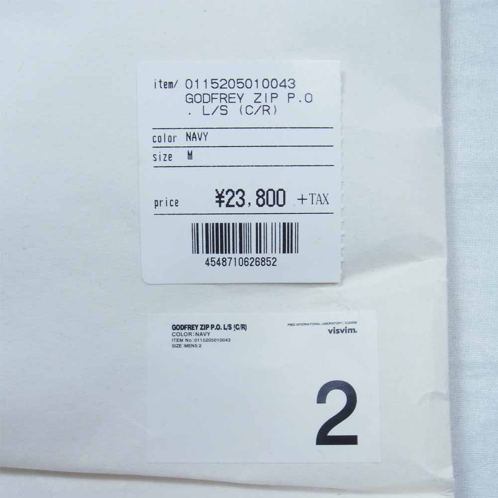 VISVIM ビズビム 115205010043 15年製 GODFREY ZIP P.O. L/S C/R ハーフジップ ネイビー系 オレンジ系 2【中古】