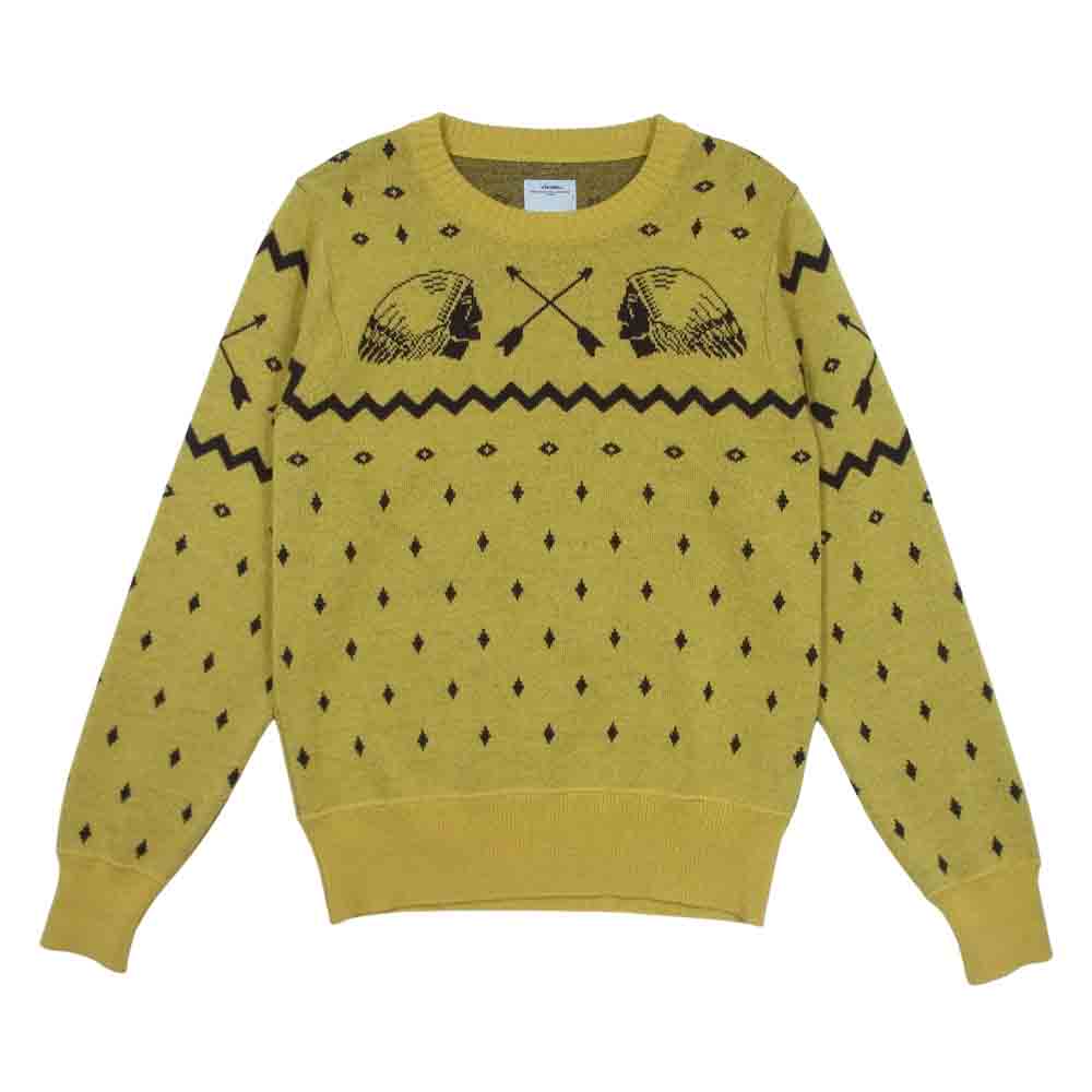 VISVIM ビズビム 117205012003 17年製 VNTG NATIVE JACQUARD KNIT ネイティブ ジャガード ニット セーター イエロー系 M【中古】