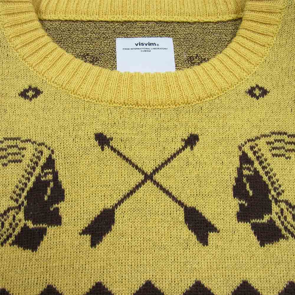 VISVIM ビズビム 117205012003 17年製 VNTG NATIVE JACQUARD KNIT ネイティブ ジャガード ニット セーター イエロー系 M【中古】