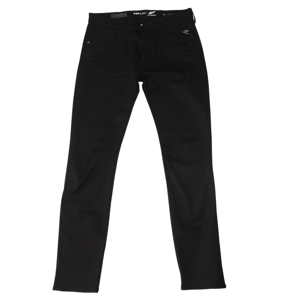 REPLAY リプレイ ALL BLACKS ANBASS ストレッチ ブラックデニム スキニー ブラック系 33【美品】【中古】