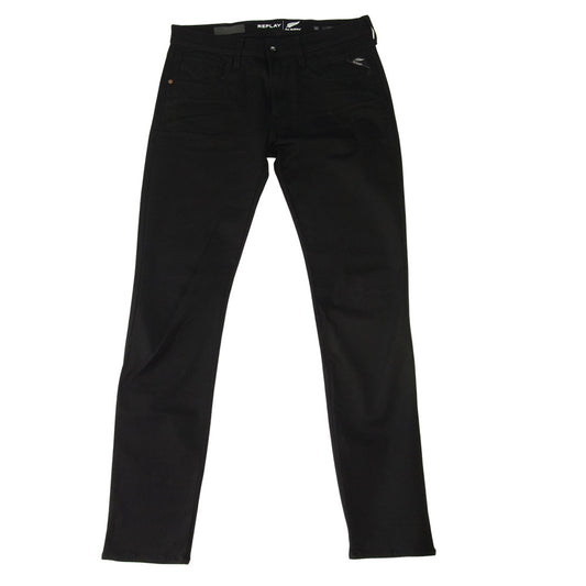 REPLAY リプレイ ALL BLACKS ANBASS ストレッチ ブラックデニム スキニー ブラック系 33【美品】【中古】